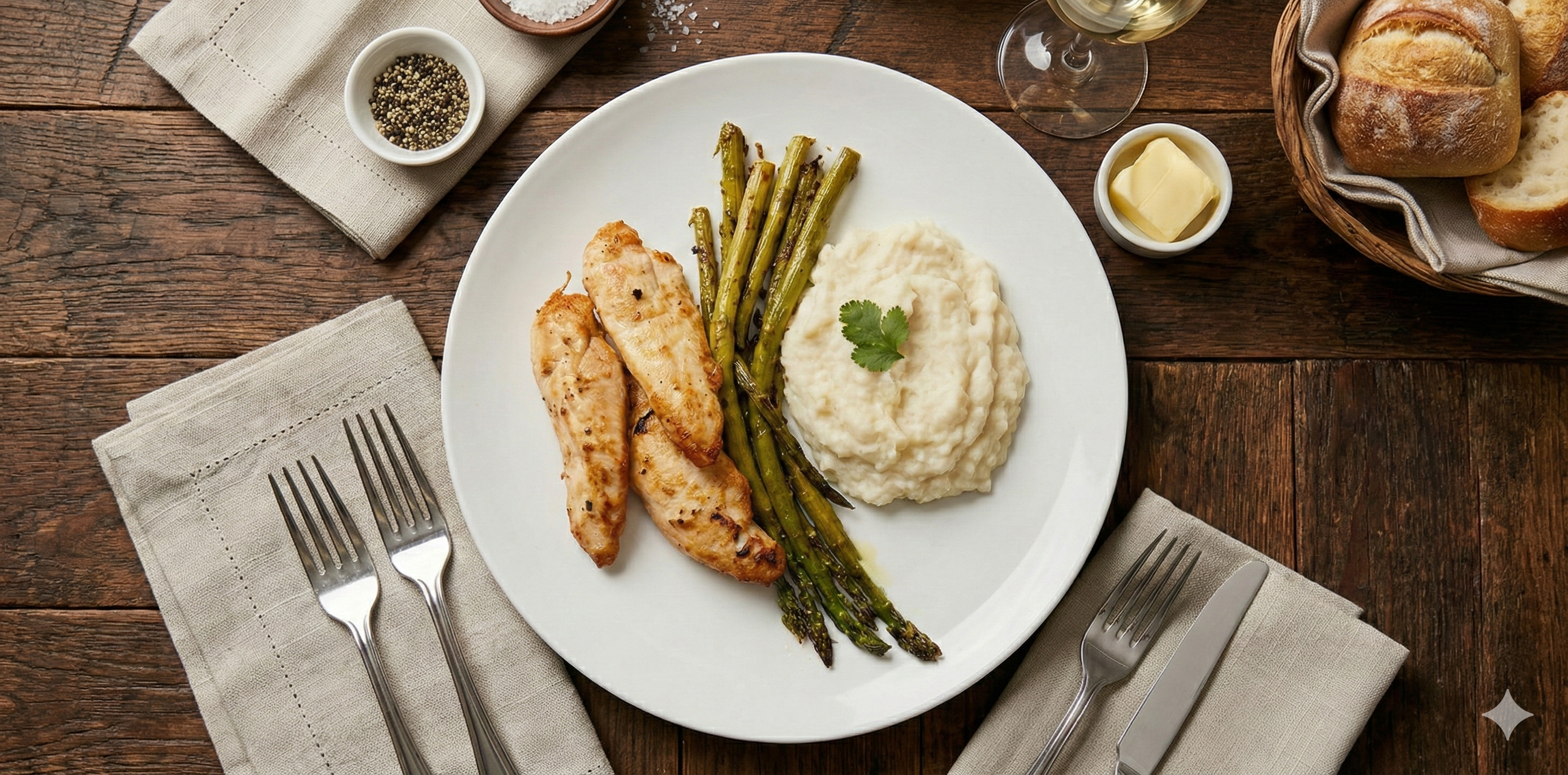 Grilled Chicken & Asparagus with Creamy Mashed Potatoes